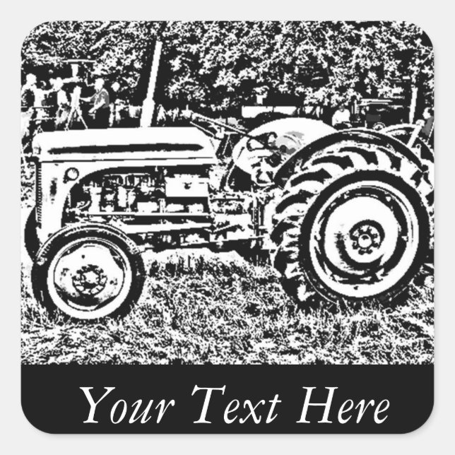Vintage Grey massey fergison tractor Square Sticker (Front)