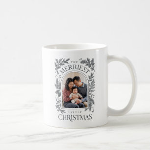 Vintage Grey Merriest Christmas Two Photo Coffee Mug