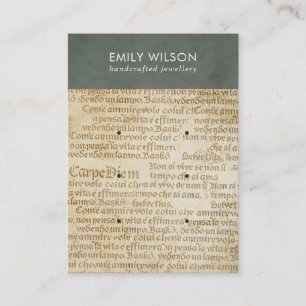 VINTAGE GREY OLD NEWSPAPER 3 STUD EARRING DISPLAY  BUSINESS CARD