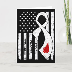 Vintage Grey Ribbon American Flag Type 1 Diabetes Card