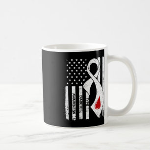 Vintage Grey Ribbon American Flag Type 1 Diabetes  Coffee Mug