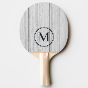 Vintage Grey Wood Boards Monogram Ping Pong Paddle