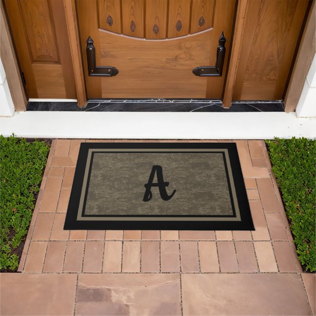 Vintage Grey Wood Rustic Custom Monogram Design Doormat (Outdoor)