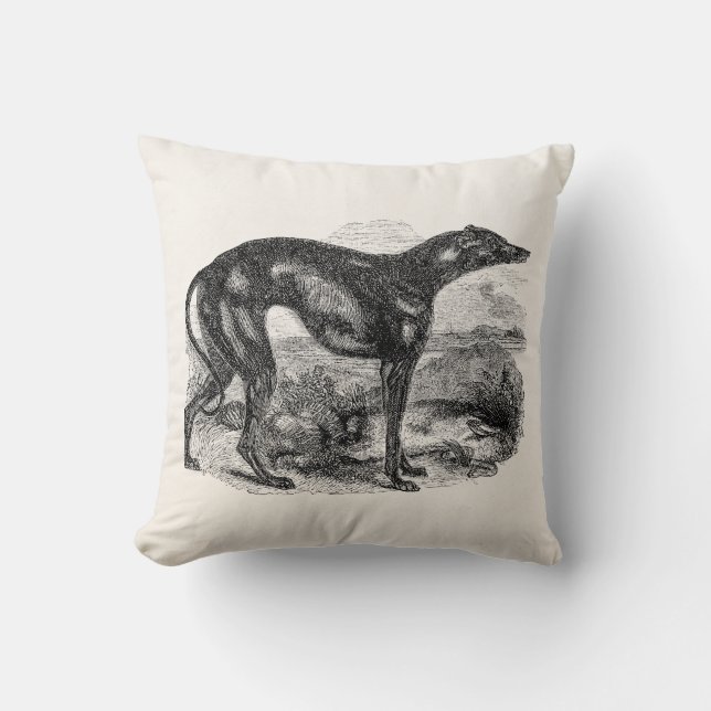 Vintage Greyhound Dog 1800s - Greyhounds Dogs Throw Pillow (Front)