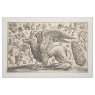 Vintage Griffin Greek Mythology Botany Tapestry Fabric