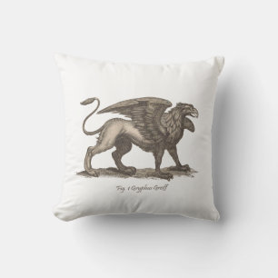 Vintage griffin (gryphus greiff) illustration. throw pillow