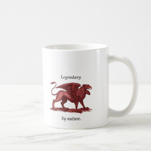 Vintage griffin illustration, legendary by nature coffee mug