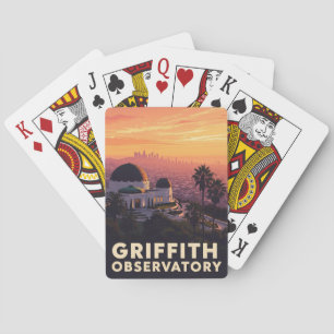 Vintage Griffith Observatory Los Angeles Sunset Playing Cards