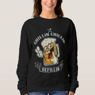 Vintage Grill Dad Grilling Chilling Refilling 1 Sweatshirt