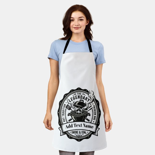 Vintage Grill Master Personalized Name BBQ Smoke  Apron (Worn)