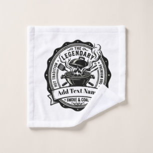 Vintage Grill Master Personalized Name BBQ Smoke Wash Cloth