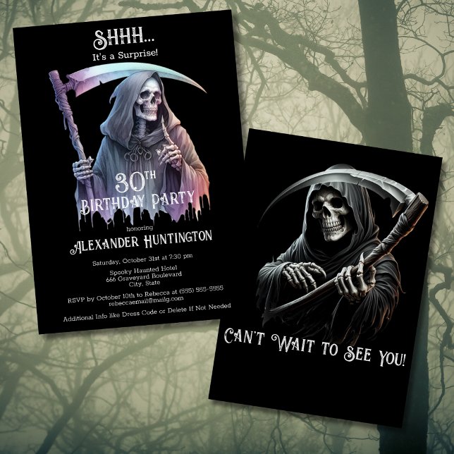 Vintage Grim Reaper Surprise 30th Birthday Party Invitation (Creator Uploaded)