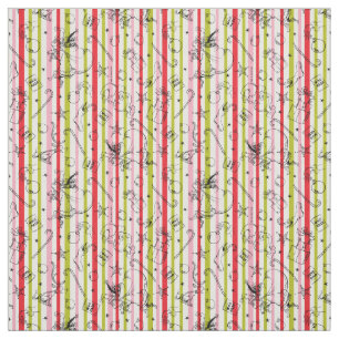 Vintage Grinch Christmas Stipe Pattern Fabric
