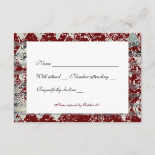 Vintage Gris Rouge Chevron Musique rsvp avec envel