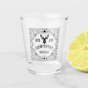 Vintage Groomsmen Deer Head Modern Geometric Shot Glass