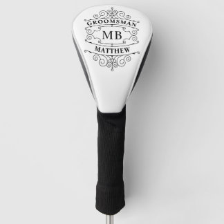 Vintage Groomsmen Gift Elegant Monogram Weddings Golf Head Cover