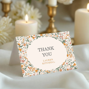 Vintage Groovy Boho Floral Bridal Shower Thank You Card