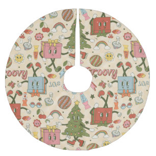 vintage groovy disco christmas tree brushed polyester tree skirt