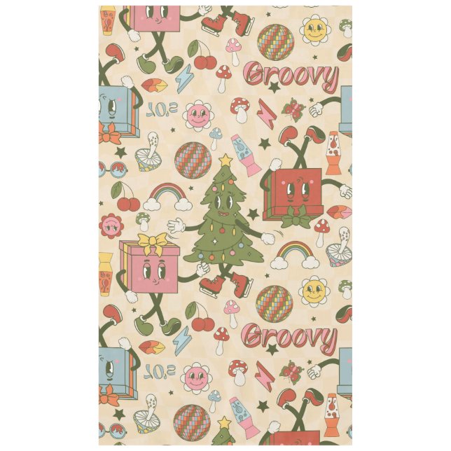 vintage groovy disco christmas tree tablecloth (Front)
