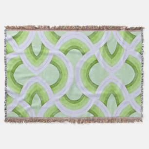 Vintage Groovy Rainbow Pattern In Sage And Kiwi Throw Blanket