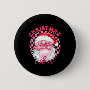 Vintage Groovy Santa Claus Christmas Vibes Womens 2 Inch Round Button