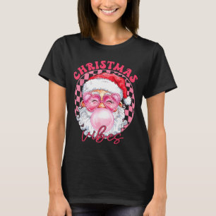 Vintage Groovy Santa Claus Christmas Vibes Womens  T-Shirt