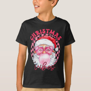 Vintage Groovy Santa Claus Christmas Vibes Womens  T-Shirt