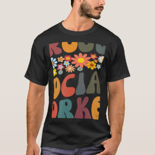 Vintage Groovy Social Worker Floral Happy First Da T-Shirt