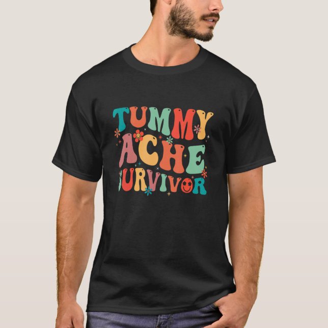 Vintage Groovy Tummy Ache Survivor T-Shirt (Front)