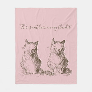 Vintage Grouchy Cats There's Cat hair on my  Fleece Blanket