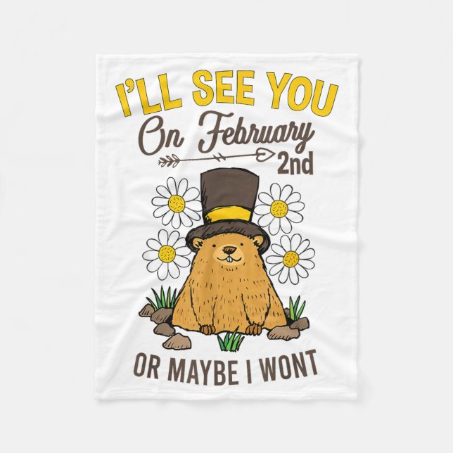 Vintage Groundhog Day February 2nd Celebration  Fleece Blanket (Front)
