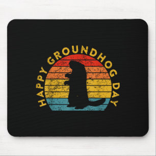 Vintage Groundhog Day Sunset Gifts Happy Groundhog Mouse Pad