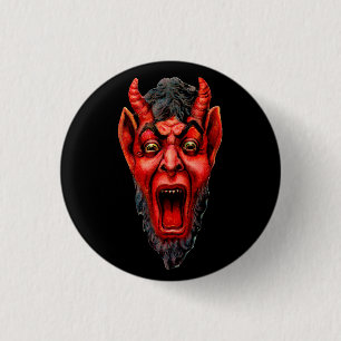 Vintage Growling Krampus 1 Inch Round Button