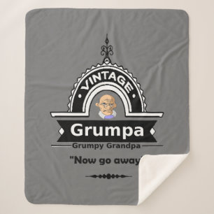 Vintage Grumpy Grandpa Now Go Away Fun  Sherpa Blanket