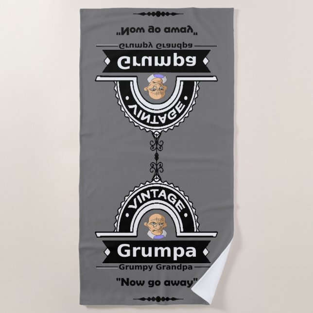Vintage Grumpy Old Man Fun Birthday Beach Towel (Front)