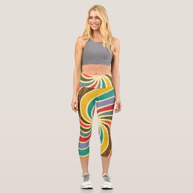 Vintage Grunge Abstract Cleanable Background. Capri Leggings (Front)