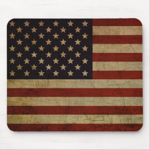 Vintage Grunge American Flag Mouse Pad