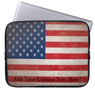 Vintage Grunge American Flag Patriotic Design Laptop Sleeve