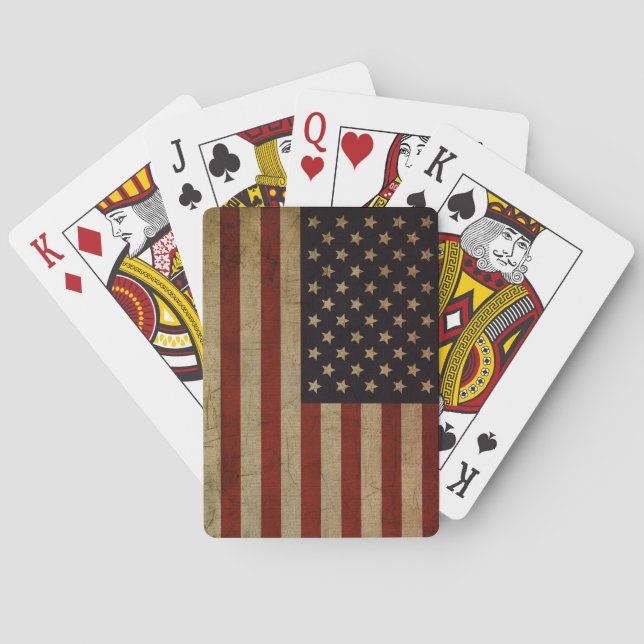 Vintage Grunge American Flag Playing Cards (Back)