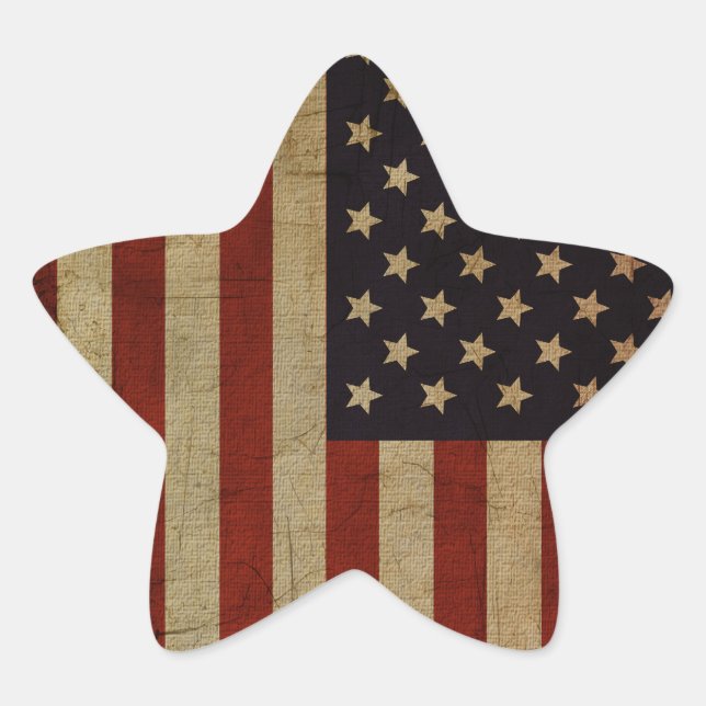 Vintage Grunge American Flag Star Sticker (Front)