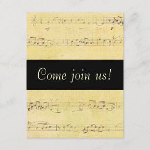 Vintage Grunge Antique Musical Notes Invitations