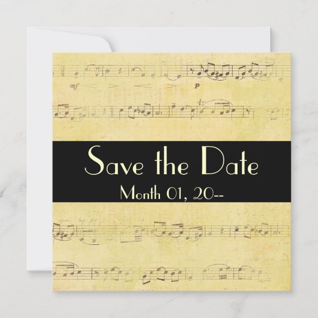 Vintage Grunge Antique Notes musicales Invitations (Devant)
