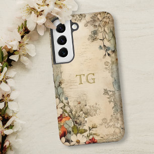 Vintage Grunge Artisan Botanical Monogram Samsung Galaxy Case