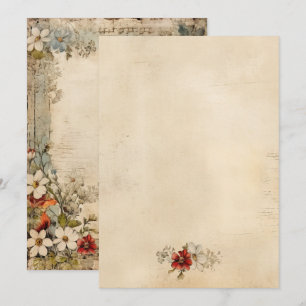 Vintage Grunge Artisan Botanical Parchment Card