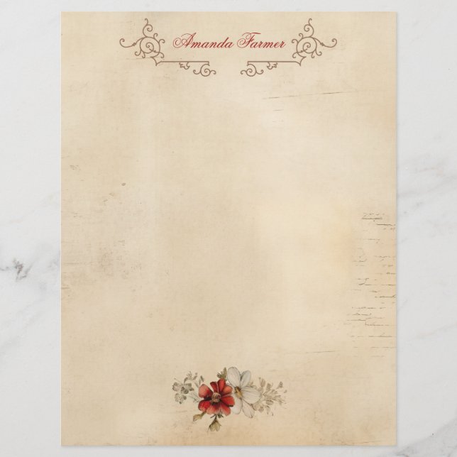 Vintage Grunge Artisan Parchment  Letterhead (Front)
