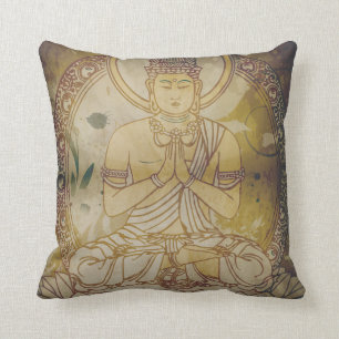 Vintage Grunge Buddha Throw Pillow