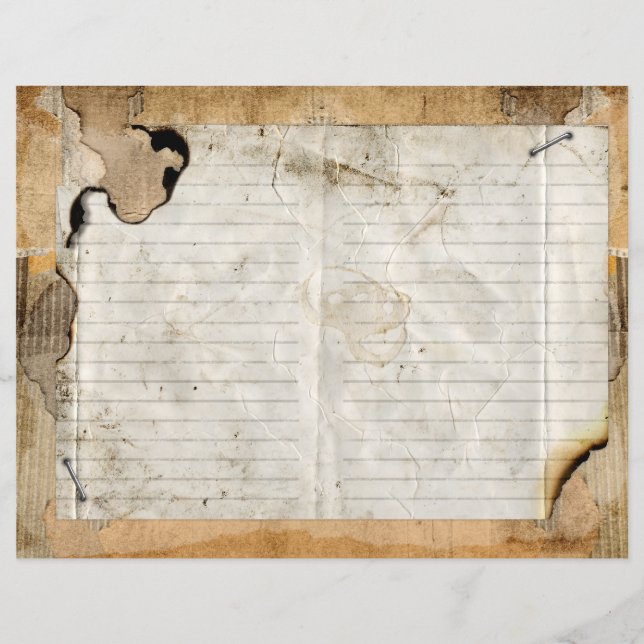 Vintage Grunge Burned Edge Scrapbook Journal Paper (Front)