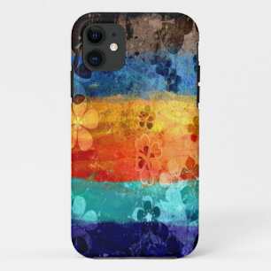 Vintage grunge colourful floral pattern iPhone 11 case