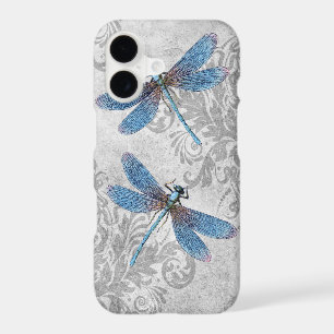 Vintage Grunge Damask Dragonflies
