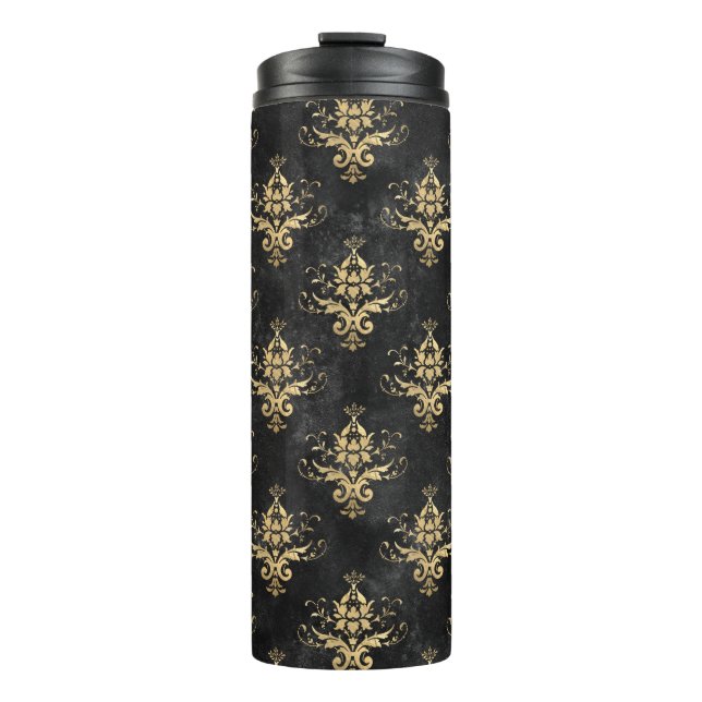 Vintage Grunge Damask Thermal Tumbler (Front)